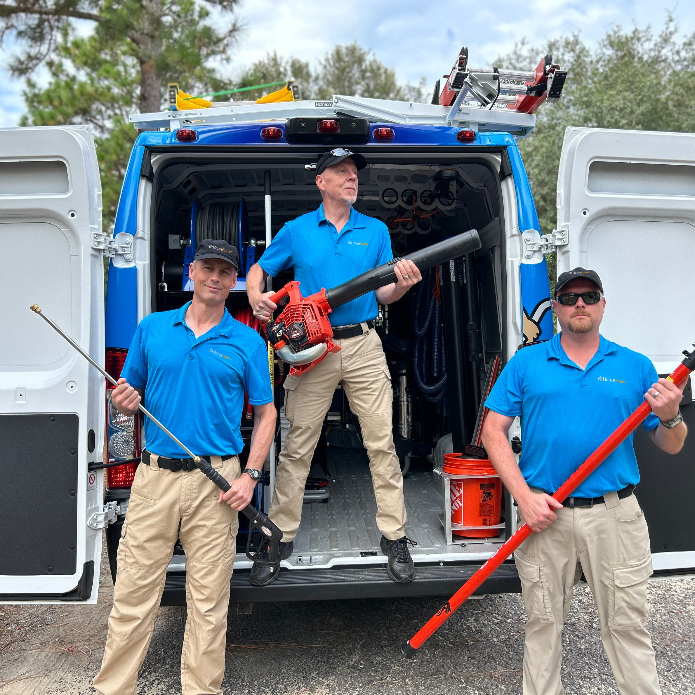 Home service team at van