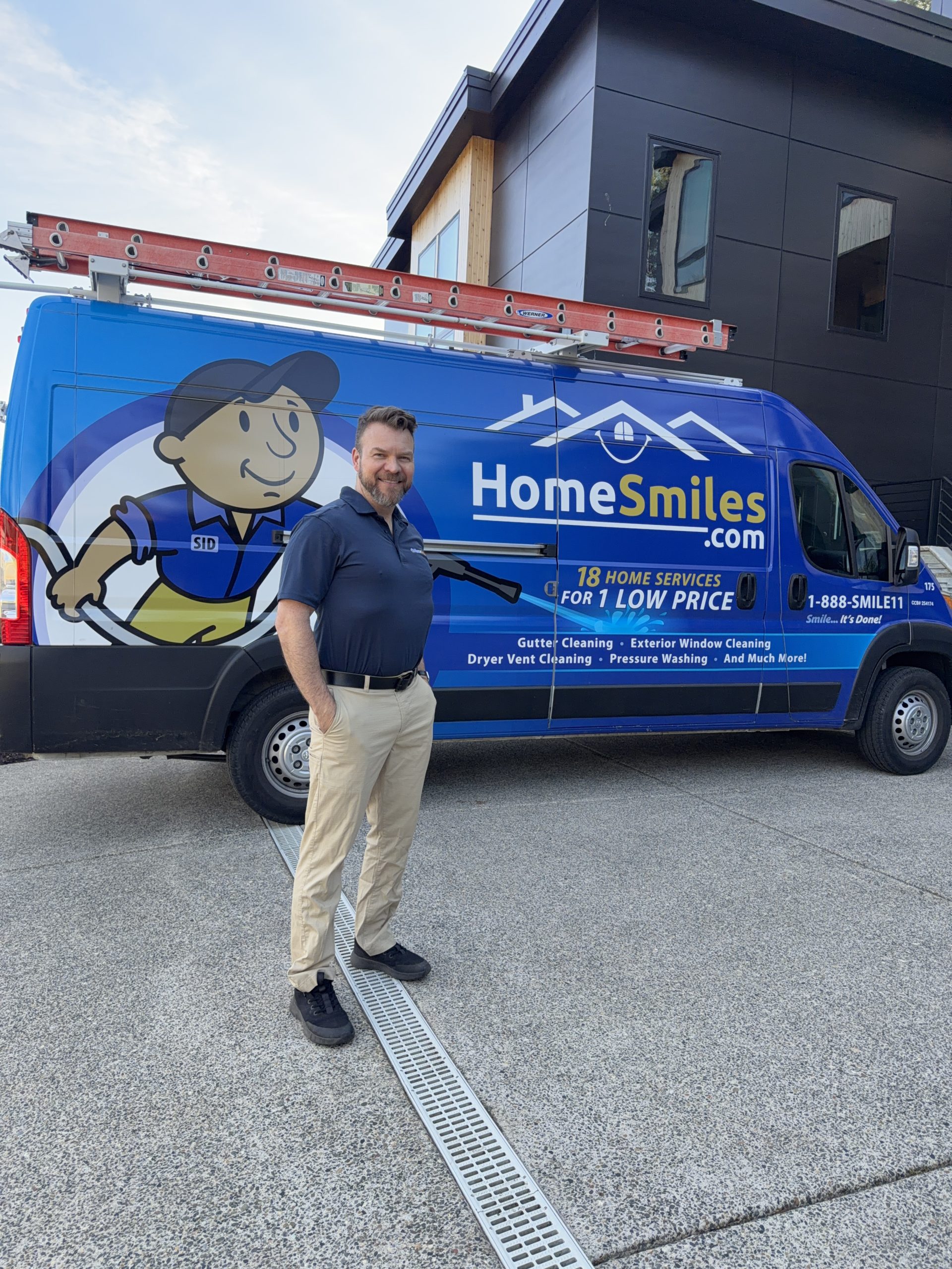 Home service team at van