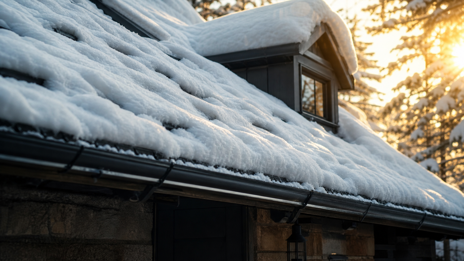 Gutter filled with leaves before professional cleaning